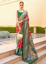 Pv Silk Red Festival Wear Printed Saree